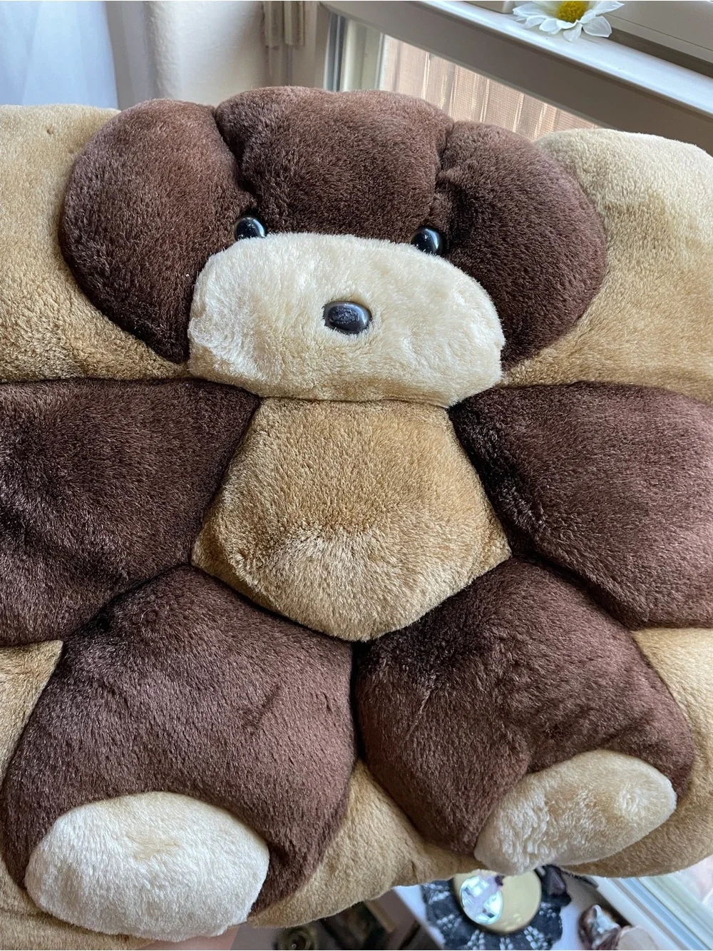 Vintage 3D style Brown Plush Teddy Bear Cushion Pillow
